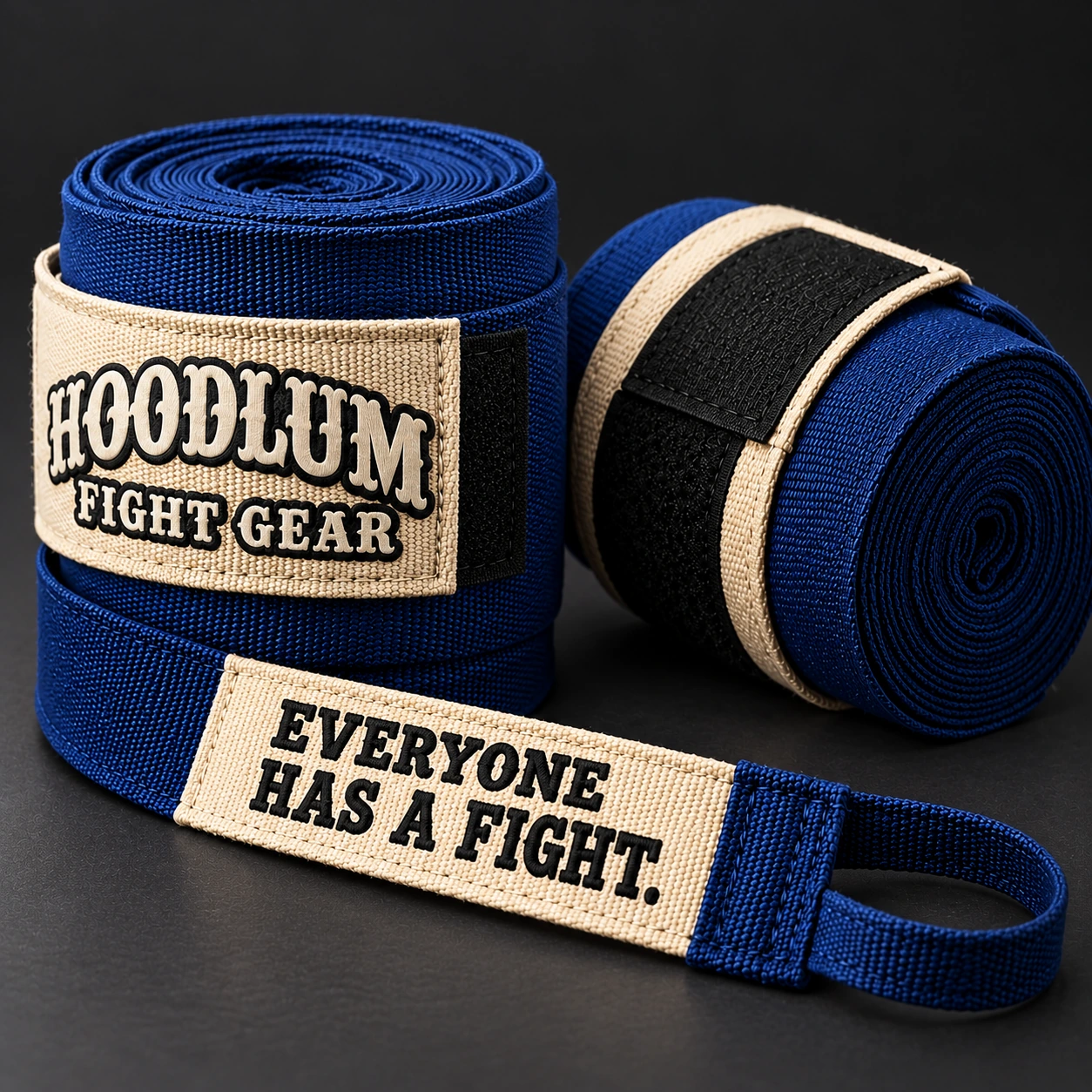 Crimson Hand Wraps — Marine / Bone — Branding detail (AI demo concept)