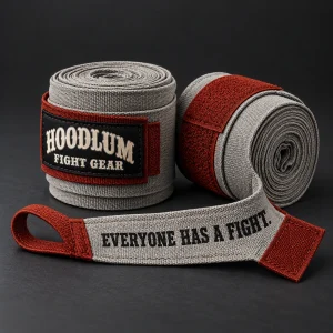 Crimson Hand Wraps — Stone / Rust — Three-quarter view (AI demo concept)