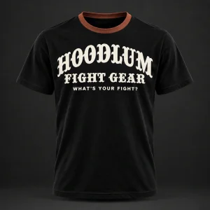 Crimson Identity Tee — Black / Copper — Front view (AI demo concept)