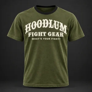 Crimson Identity Tee — Olive / Carbon — Front view (AI demo concept)