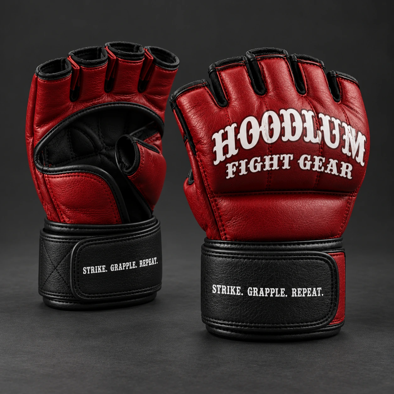Crimson MMA Gloves — Opposite-side view (AI demo concept)