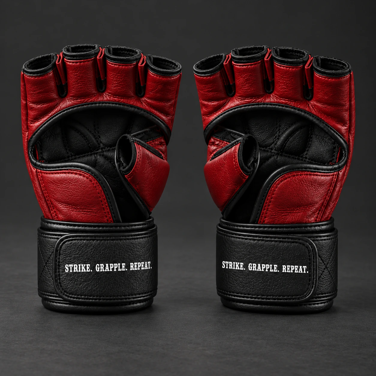 Crimson MMA Gloves — Rear view (AI demo concept)