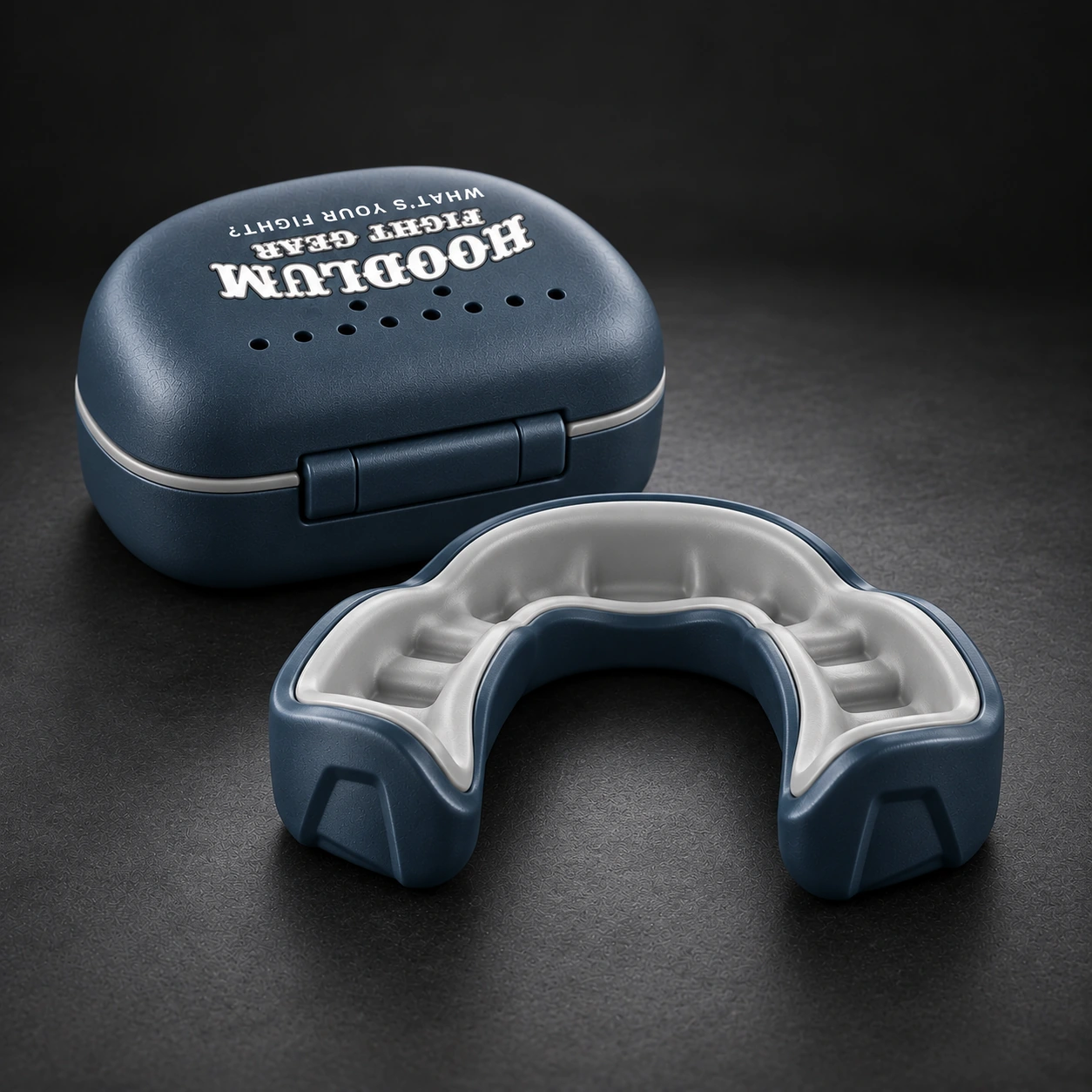 Crimson Mouthguard — Slate / Glacier — Rear view (AI demo concept)