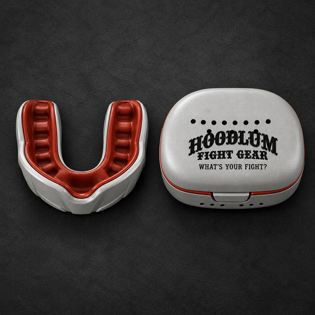 Crimson Mouthguard — Stone / Rust — Top view (AI demo concept)
