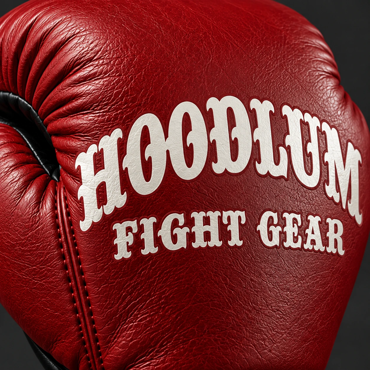 Crimson Sparring Gloves — Branding detail (AI demo concept)