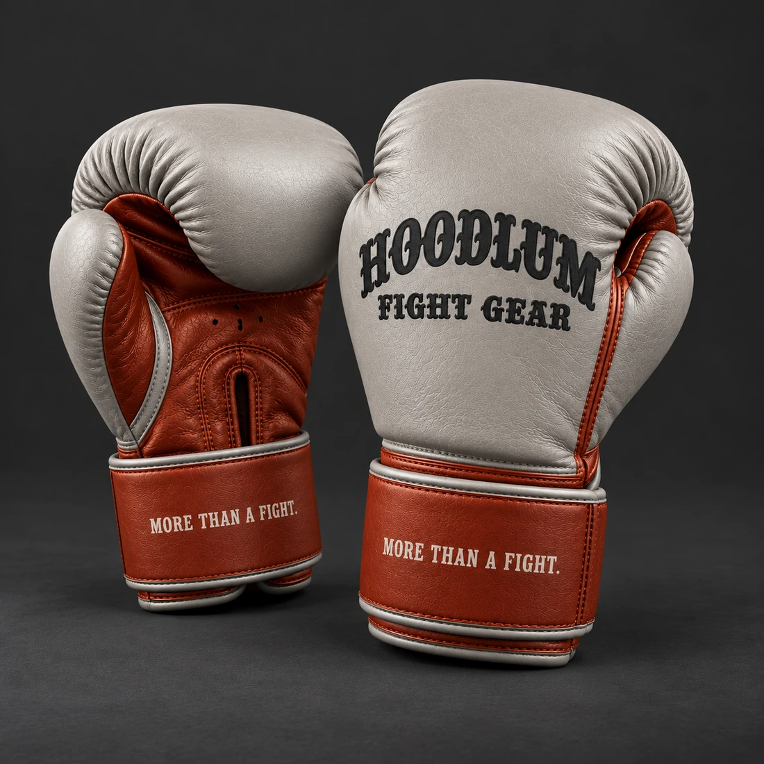 Crimson Sparring Gloves — Stone / Rust — Opposite-side view (AI demo concept)