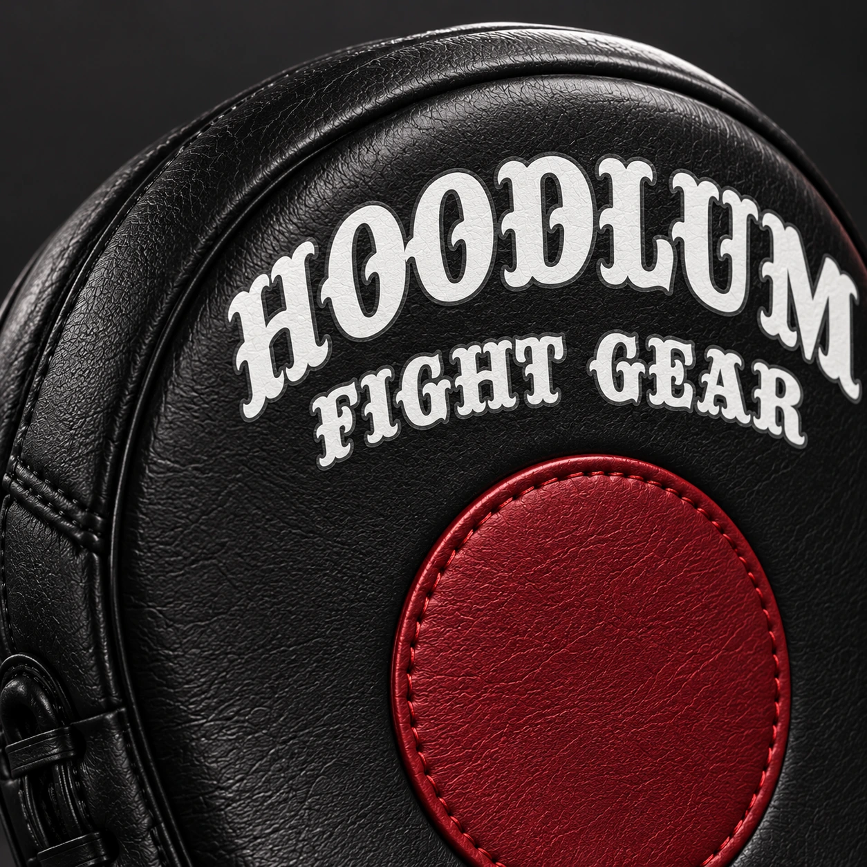 Curved Focus Mitts — Branding detail (AI demo concept)