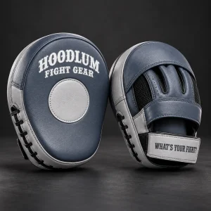 Curved Focus Mitts — Slate / Glacier — Three-quarter view (AI demo concept)