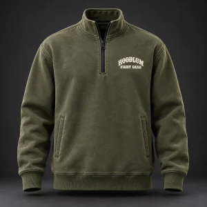 Everyday Fighter Half-Zip — Front view (AI demo concept)