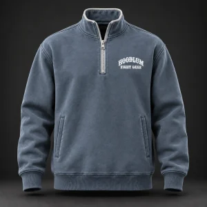 Everyday Fighter Half-Zip — Slate / Glacier — Front view (AI demo concept)