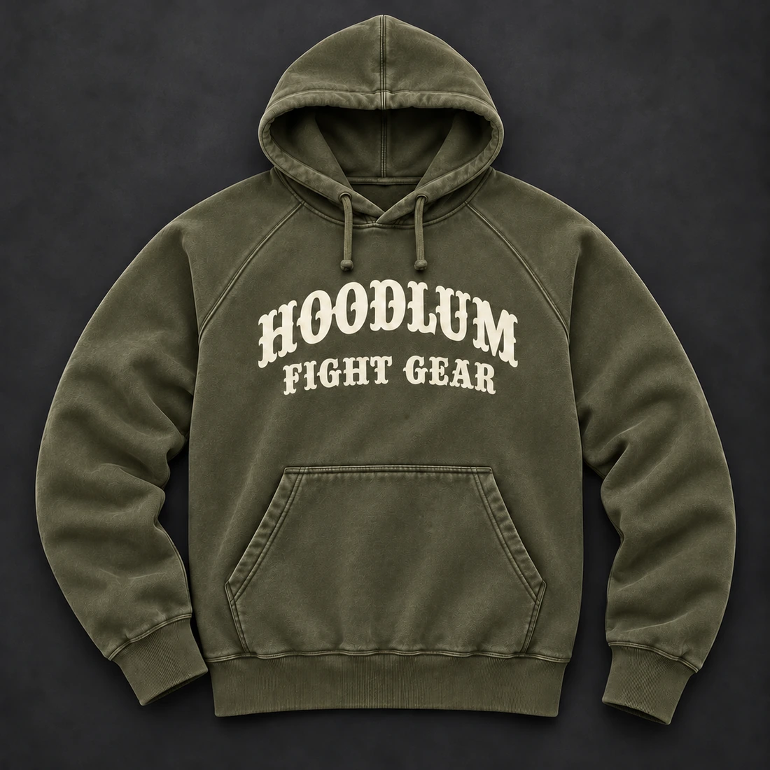 Everyday Fighter Hoodie — Flat-lay view (AI demo concept)