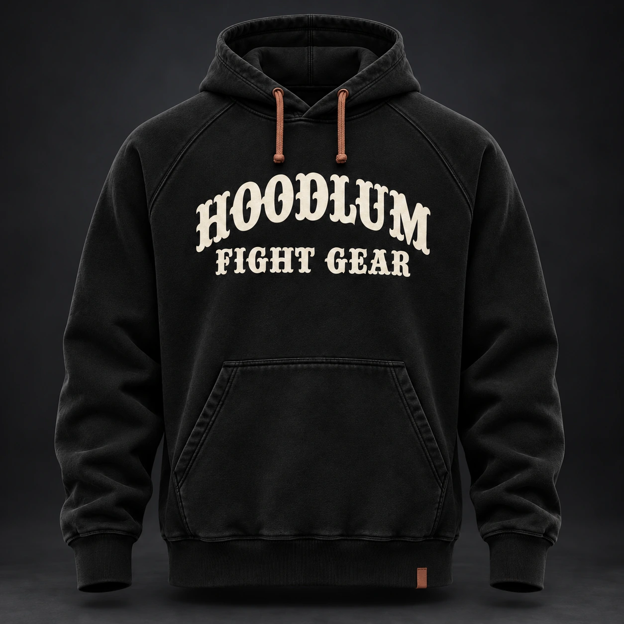 Everyday Fighter Hoodie — Black / Copper — Front view (AI demo concept)