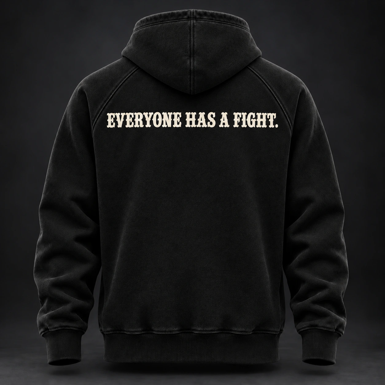 Everyday Fighter Hoodie — Black / Copper — Back view (AI demo concept)