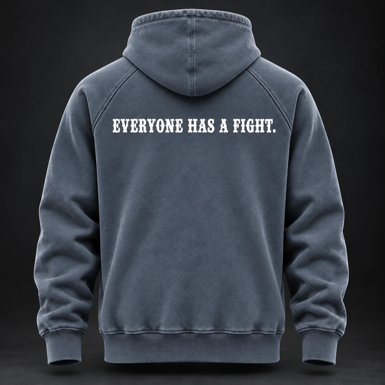 Everyday Fighter Hoodie — Slate / Glacier — Back view (AI demo concept)