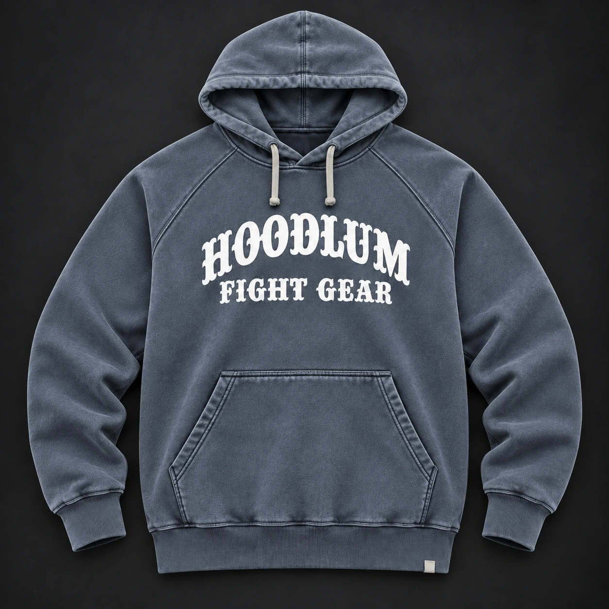 Everyday Fighter Hoodie — Slate / Glacier — Flat-lay view (AI demo concept)