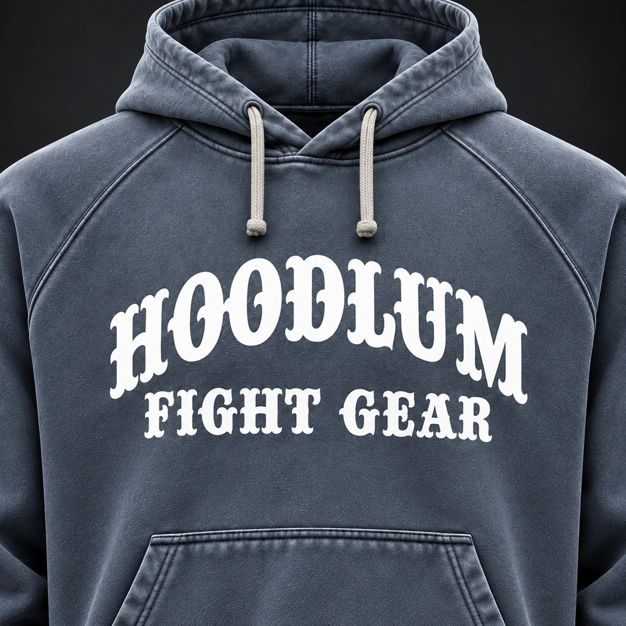Everyday Fighter Hoodie — Slate / Glacier — Branding detail (AI demo concept)