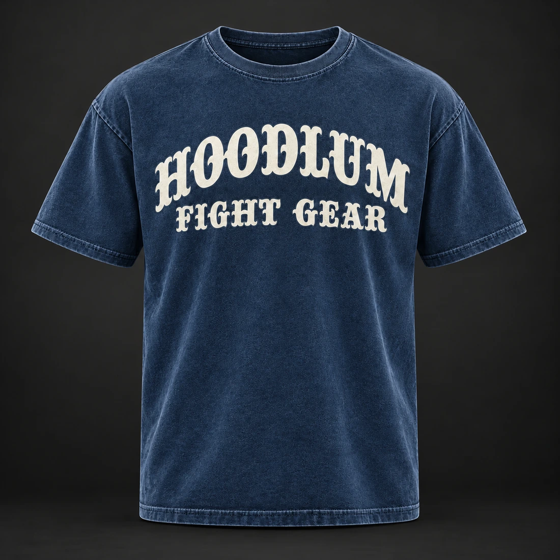 Everyday Fighter Tee — Marine / Bone — Front view (AI demo concept)