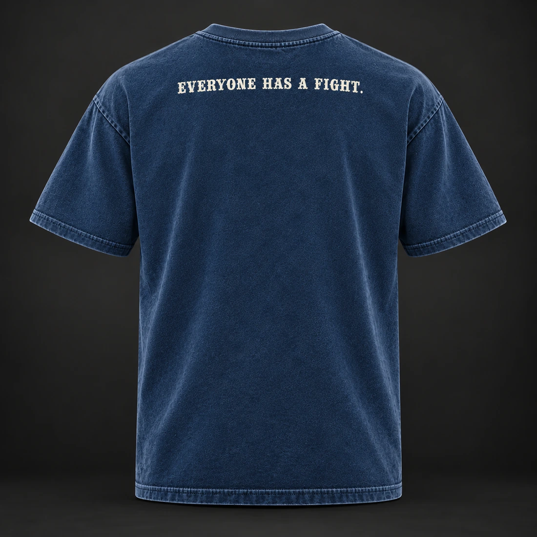 Everyday Fighter Tee — Marine / Bone — Back view (AI demo concept)