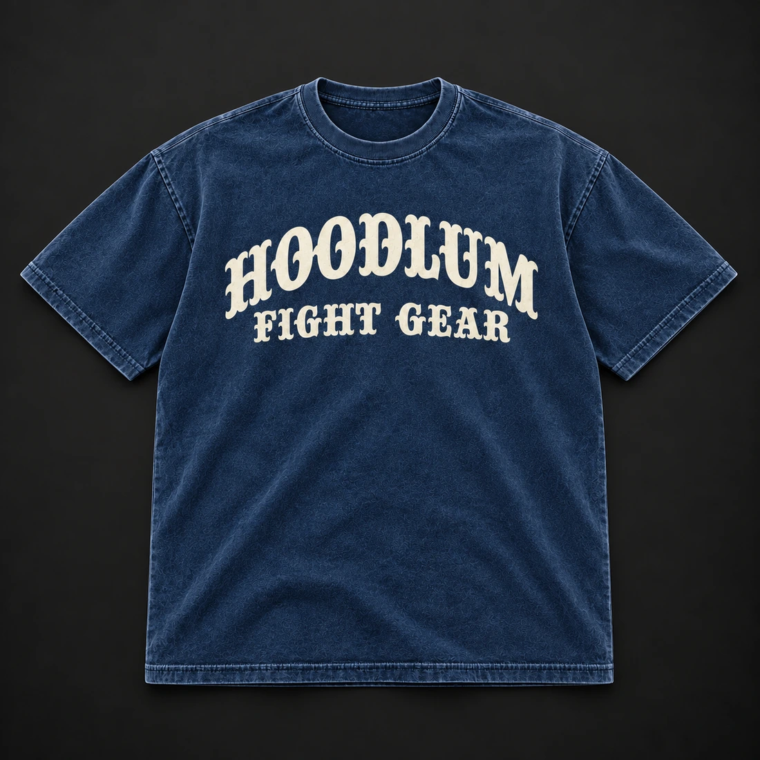 Everyday Fighter Tee — Marine / Bone — Flat-lay view (AI demo concept)
