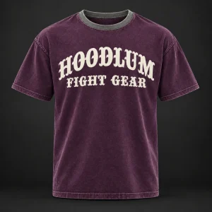 Everyday Fighter Tee — Plum / Pewter — Front view (AI demo concept)