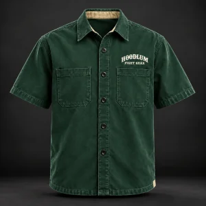 Everyday Fighter Work Shirt — Forest / Sand — Front view (AI demo concept)