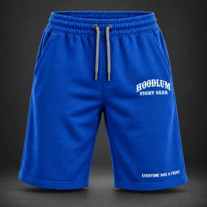 Everyday Jersey Shorts — Cobalt / Steel — Front view (AI demo concept)