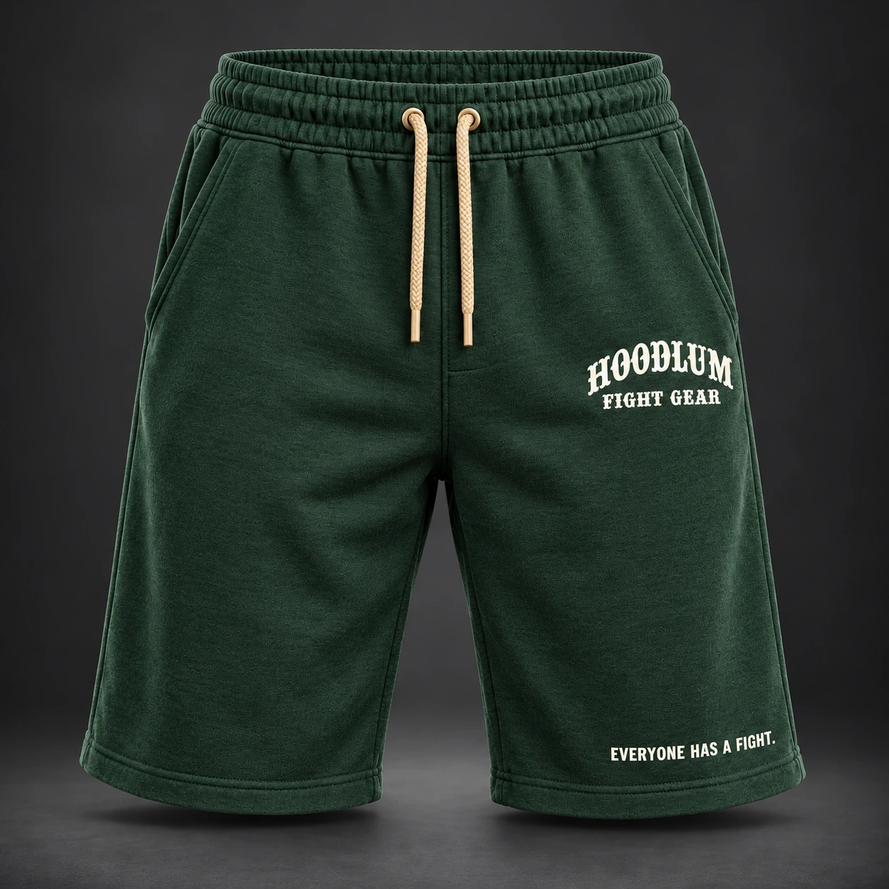 Everyday Jersey Shorts — Forest / Sand — Front view (AI demo concept)