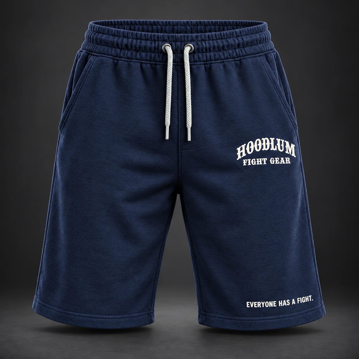 Everyday Jersey Shorts — Midnight / Ice — Front view (AI demo concept)