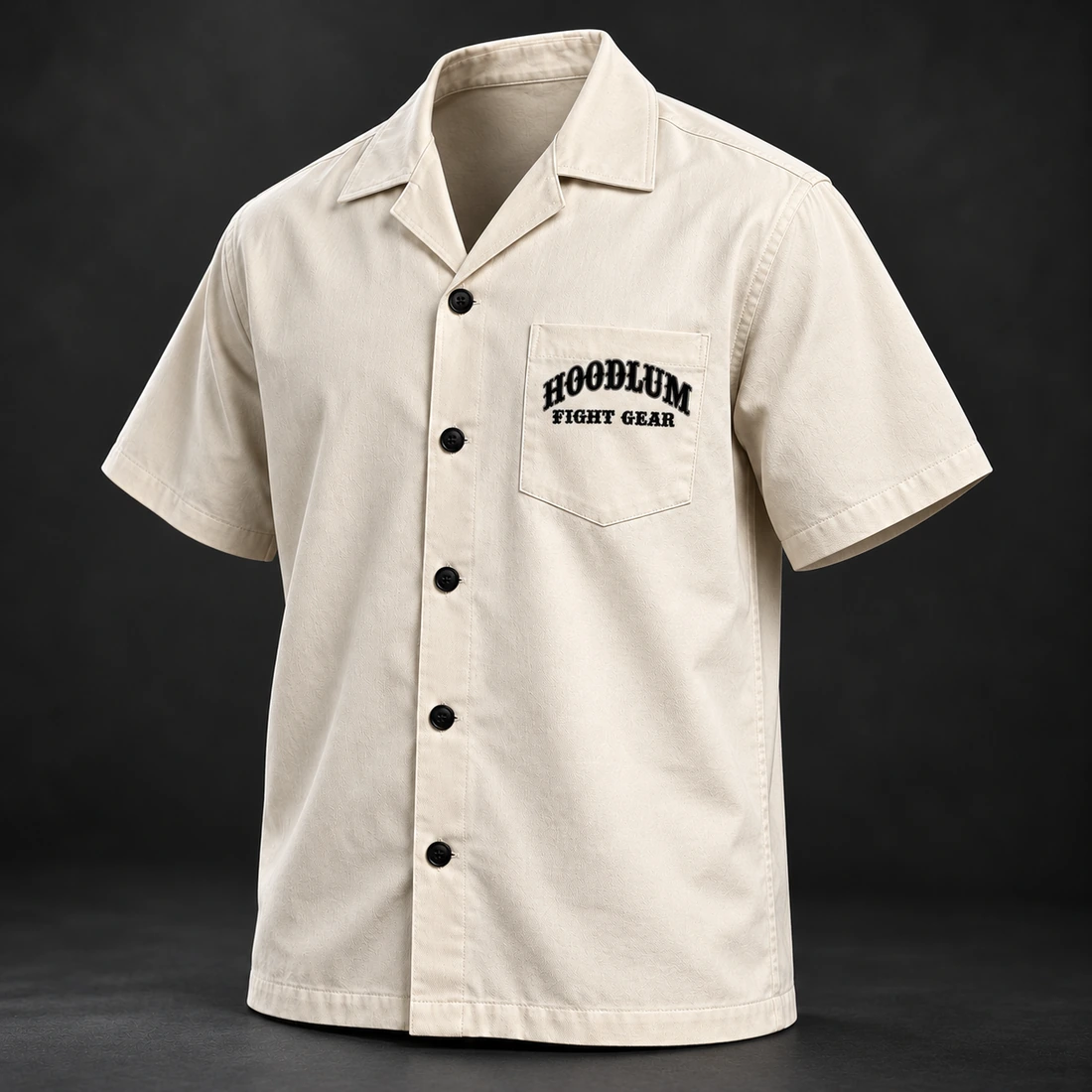 Fight Spirit Camp Shirt — Three-quarter view (AI demo concept)