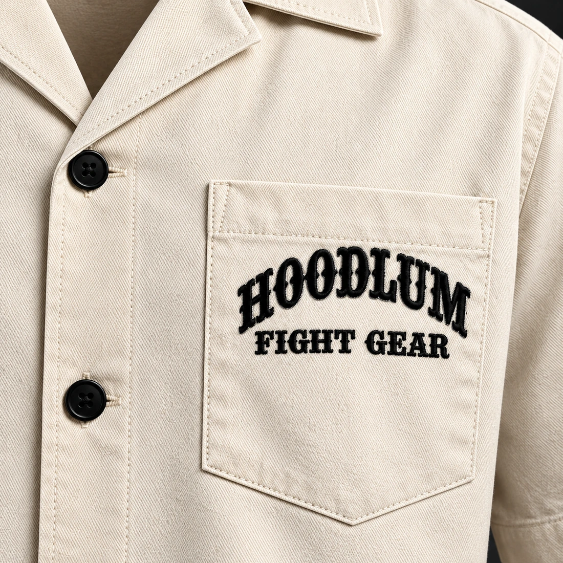 Fight Spirit Camp Shirt — Branding detail (AI demo concept)