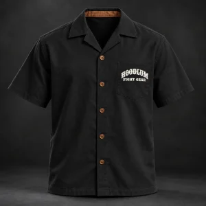 Fight Spirit Camp Shirt — Black / Copper — Front view (AI demo concept)