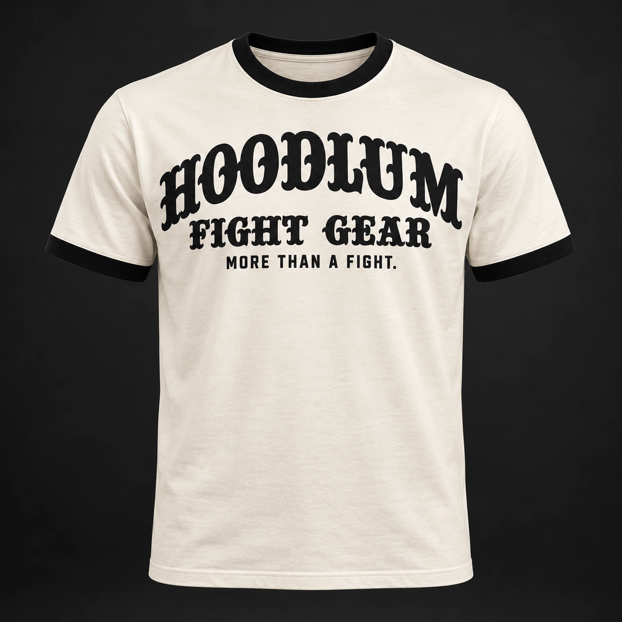 Fight Spirit Ringer Tee — Front view (AI demo concept)