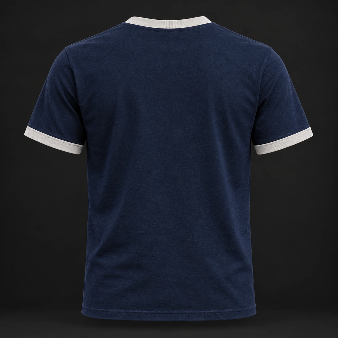 Fight Spirit Ringer Tee — Midnight / Ice — Back view (AI demo concept)