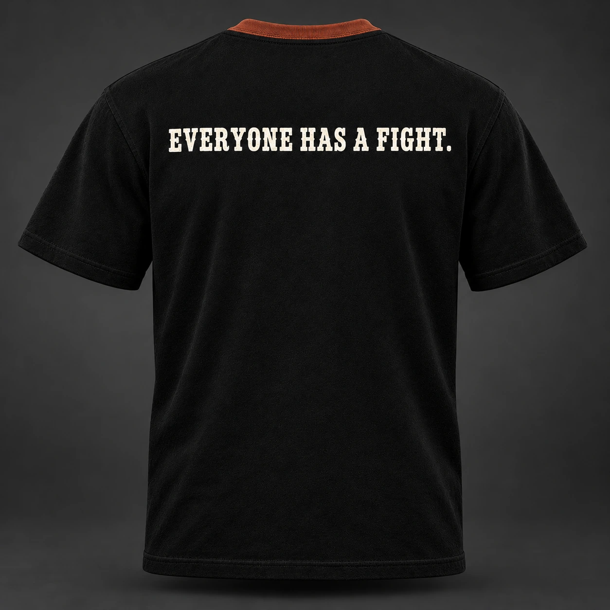 Final Round Pocket Tee — Black / Copper — Back view (AI demo concept)