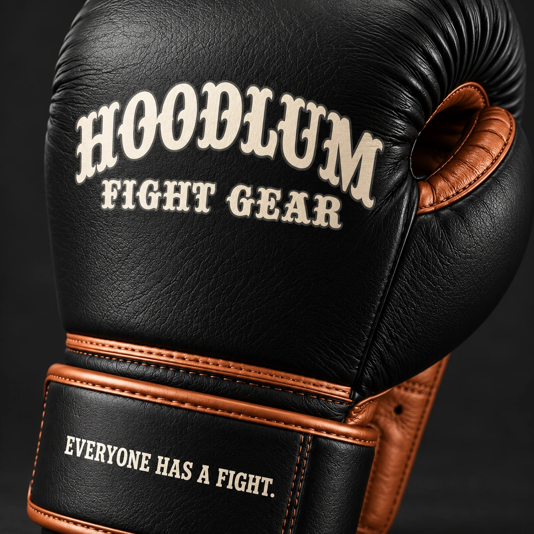 Ghost Training Gloves — Black / Copper — Branding detail (AI demo concept)
