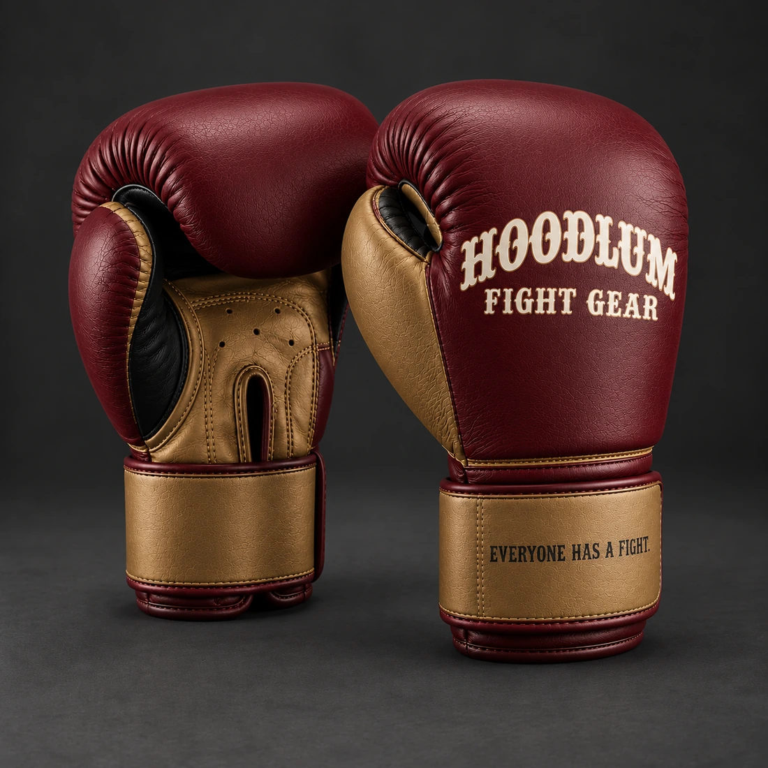Ghost Training Gloves — Oxblood / Brass — Opposite-side view (AI demo concept)