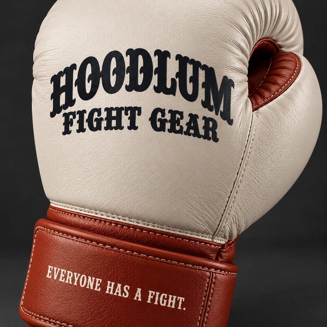 Ghost Training Gloves — Stone / Rust — Branding detail (AI demo concept)