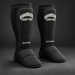 Grappling Shin Sleeves — Three-quarter view (AI demo concept)