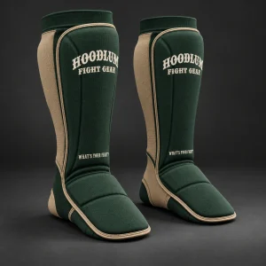 Grappling Shin Sleeves — Forest / Sand — Three-quarter view (AI demo concept)
