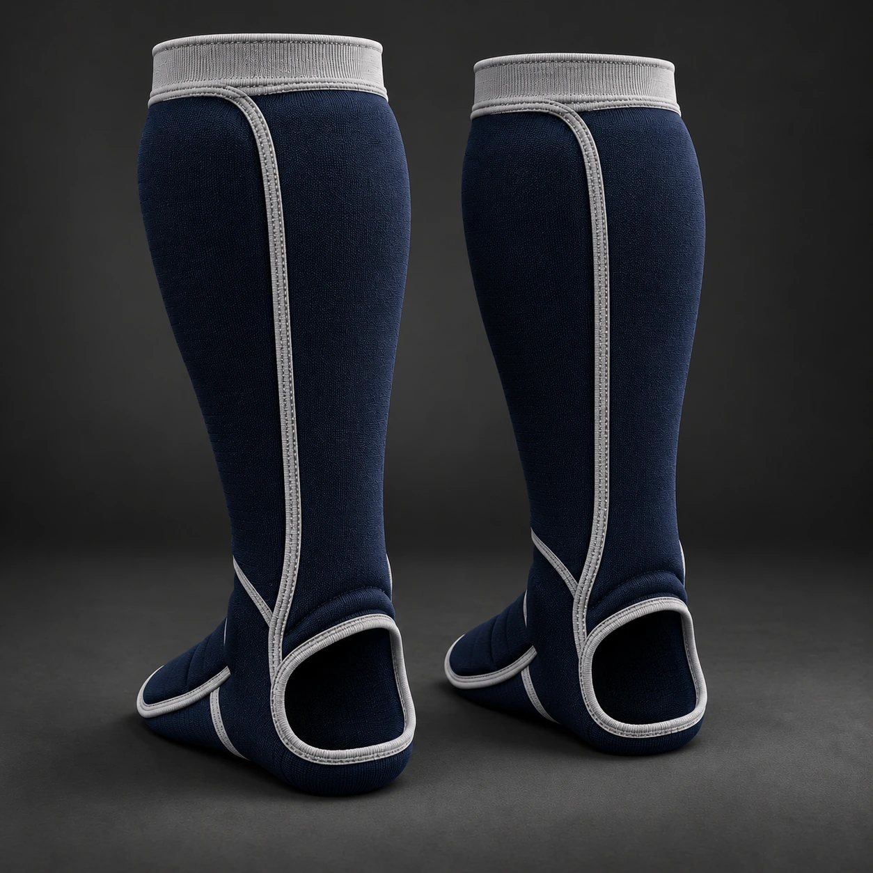 Grappling Shin Sleeves — Midnight / Ice — Rear view (AI demo concept)