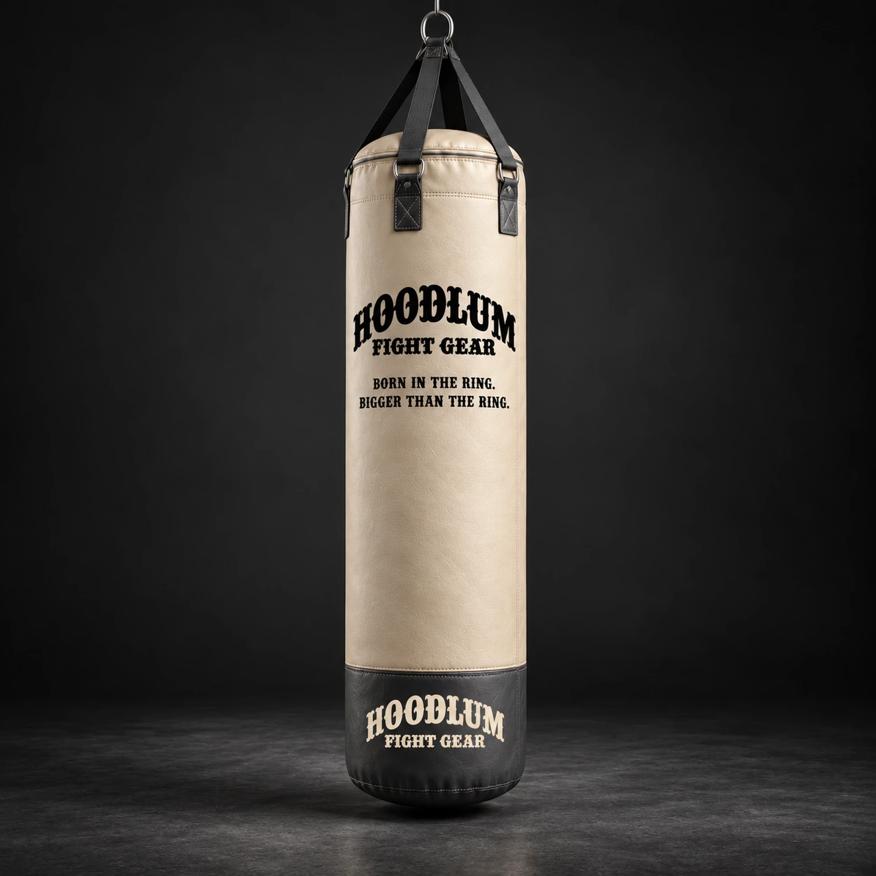 Heavy Bag — Bone / Graphite — Three-quarter view (AI demo concept)