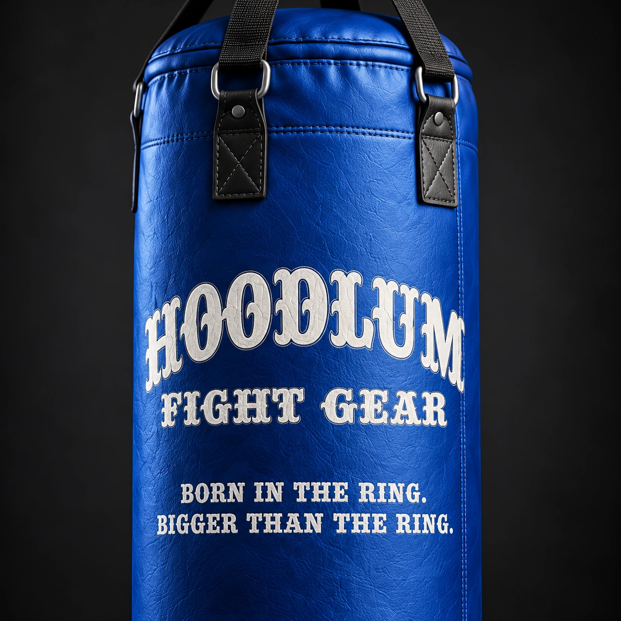 Heavy Bag — Cobalt / Steel — Branding detail (AI demo concept)