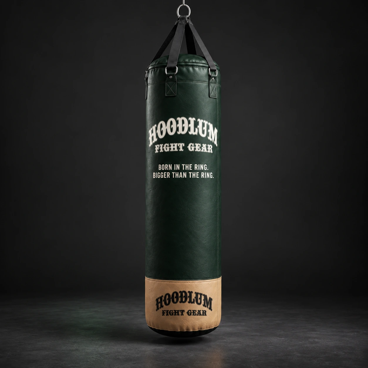 Heavy Bag — Forest / Sand — Three-quarter view (AI demo concept)