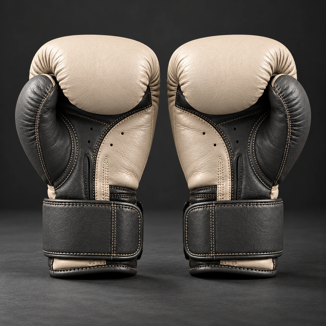 Heritage Boxing Gloves — Bone / Graphite — Rear view (AI demo concept)