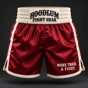 Heritage Satin Boxing Shorts — Front view (AI demo concept)