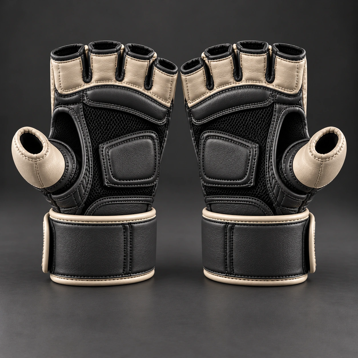 Hybrid Training Gloves — Bone / Graphite — Rear view (AI demo concept)