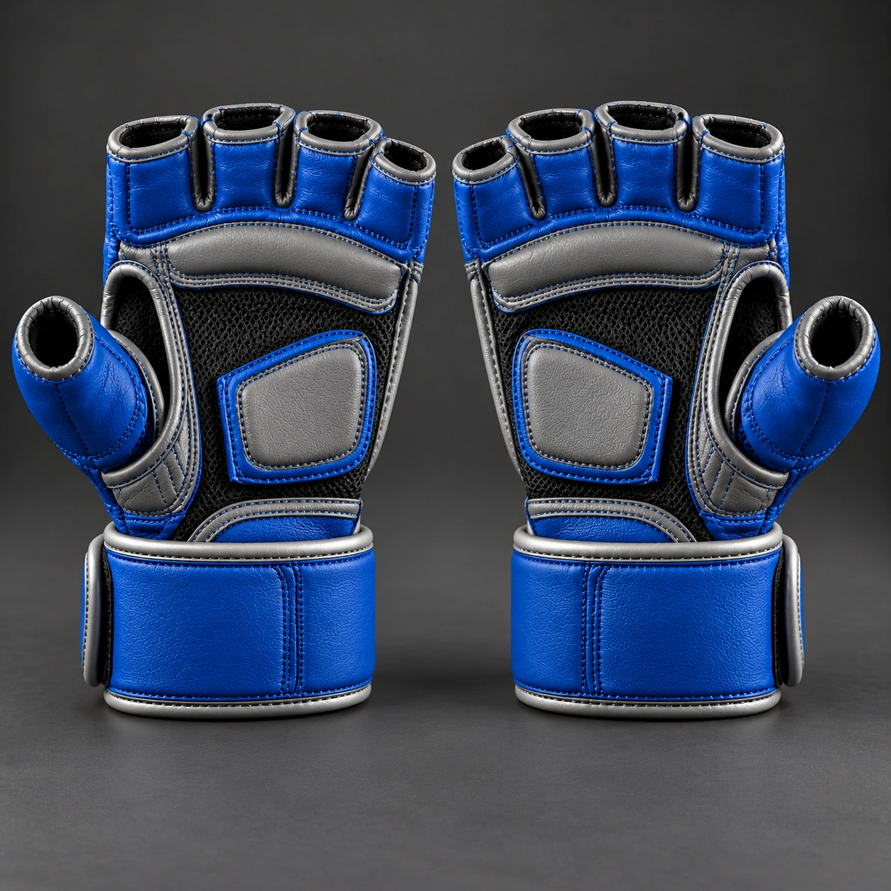 Hybrid Training Gloves — Cobalt / Steel — Rear view (AI demo concept)