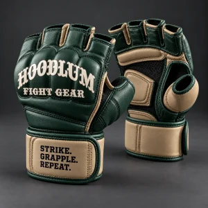 Hybrid Training Gloves — Forest / Sand — Three-quarter view (AI demo concept)