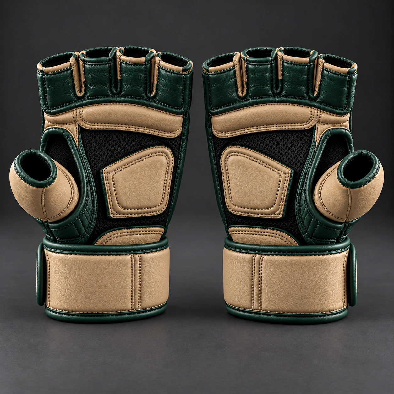 Hybrid Training Gloves — Forest / Sand — Rear view (AI demo concept)