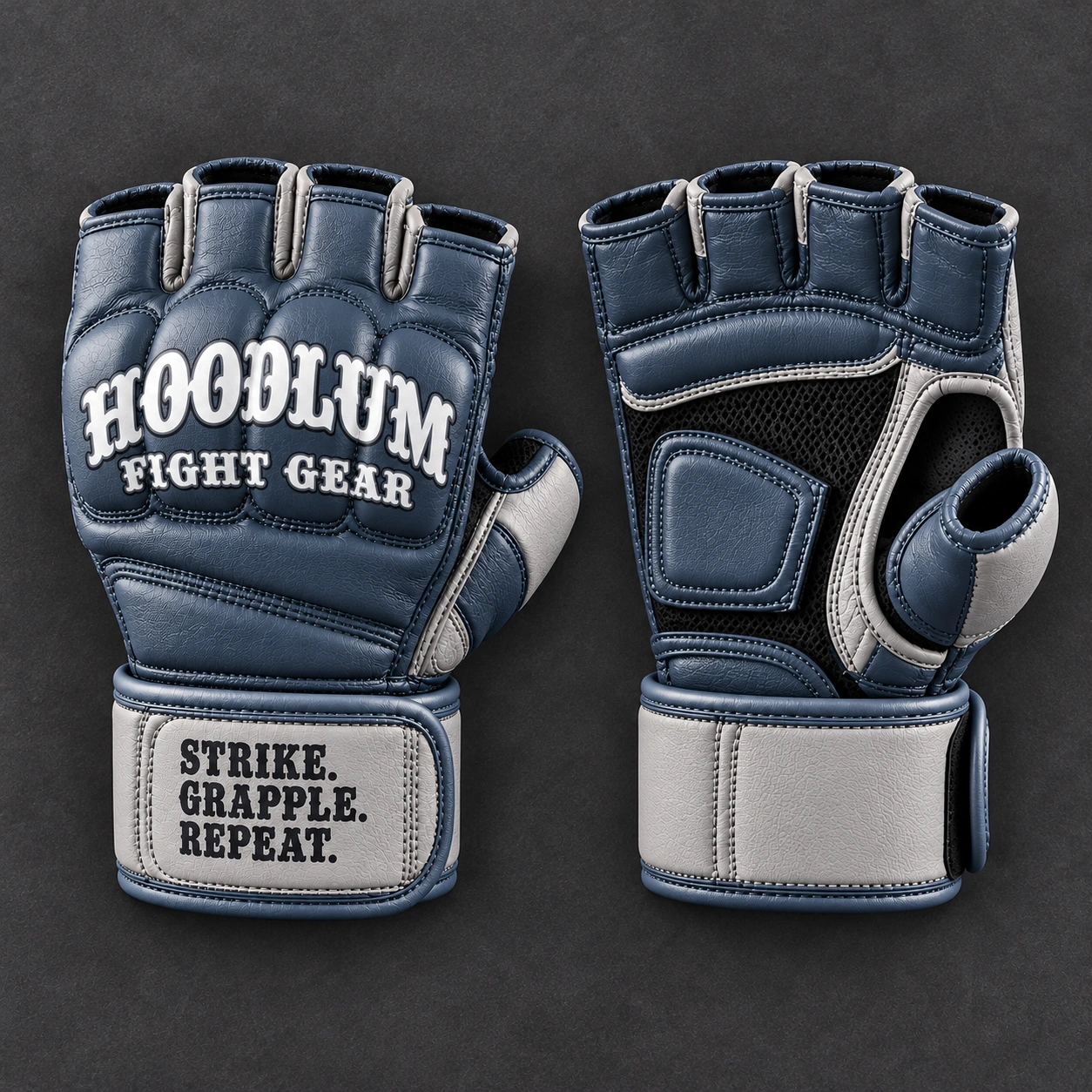 Hybrid Training Gloves — Slate / Glacier — Top view (AI demo concept)